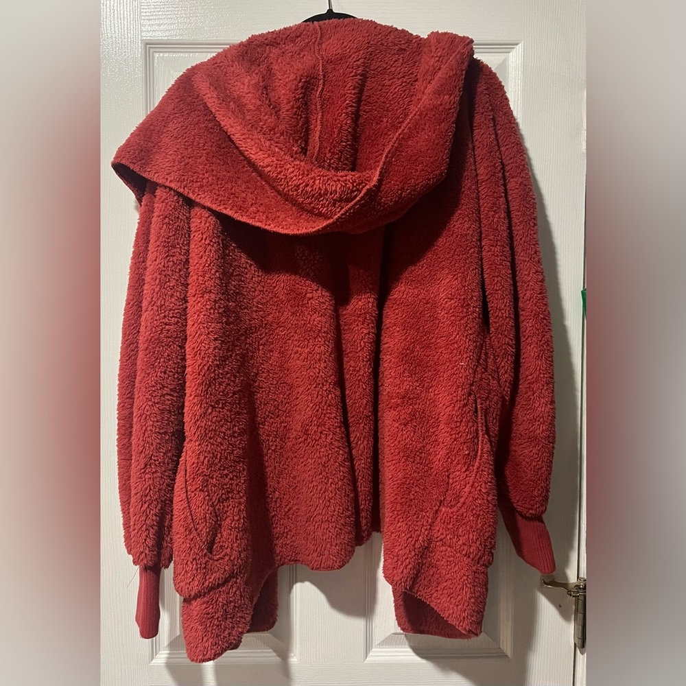 Red fleece with hood
